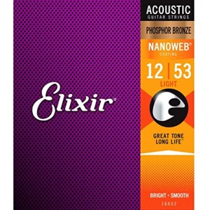 Elixir Phosphor Bronze Nanoweb Light 12 - 53 Acoustic Strings 